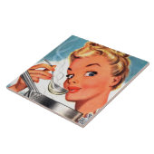 niedliche Retro-Vintage Küchenchefin Fliese (Seite)