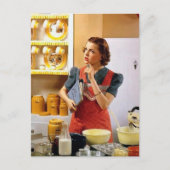 niedliche Retro-Vintage Küchendame Postkarte (Vorderseite)