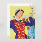Niedliche Retro-Vintage Lady Postkarte (Vorne/Hinten)