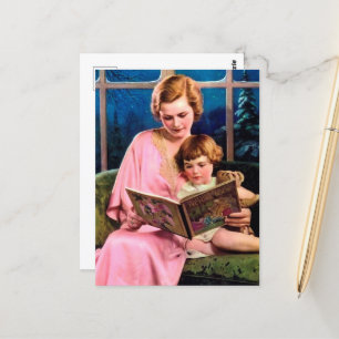 niedliche Retro-Vintage Lesdame Postkarte