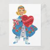 Niedliche Retro-Vintage Modefrau Valentine Postkarte (Vorderseite)