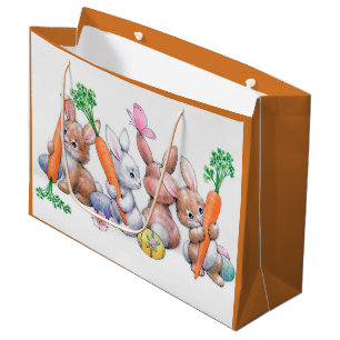 Niedliche retro Vintage Osterhasen-Partytasche Große Geschenktüte