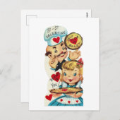 Niedliche Retro-Vintage Pizza Feiertagspostkarte (Vorne/Hinten)