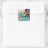 Niedliche Retro-Vintage Reinigungsfrau Quadratischer Aufkleber (Tasche)