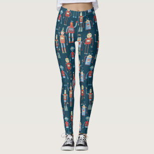 Niedliche Retro-Vintage Roboter im Stil der 50er J Leggings