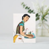 Niedliche Retro Vintage Servierdame Postkarte (Stehend Vorderseite)