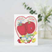 Niedliche Retro-Vintage Tomate Valentine Postkarte (Stehend Vorderseite)
