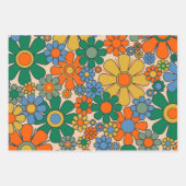 Niedliche Retro Vintage Whimsikäre Blume & Streife Geschenkpapier Set (Vorderseite)