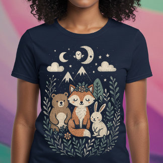 Niedliche Retro-Waldtiere Tri-Blend Shirt