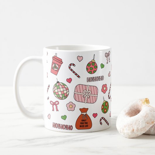 Niedliche Retro-Weihnachten Kaffeetasse (Mit Donut)