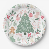 Niedliche Retro Weihnachtsgeschenke Illustration M Pappteller (Vorderseite)