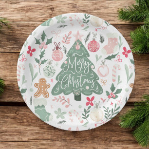 Niedliche Retro Weihnachtsgeschenke Illustration M Pappteller