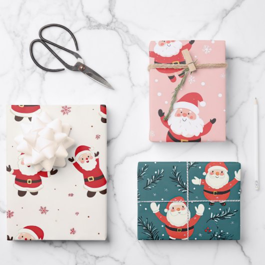 Niedliche Retro Weihnachtswrapping Paper Sheets Geschenkpapier Set (Vorderseite)
