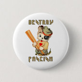 Niedliche Retro-Welpe - Zerstöre den Faschismus Button (Vorderseite)