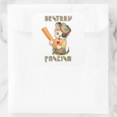 Niedliche Retro-Welpe - Zerstöre den Faschismus Quadratischer Aufkleber (Tasche)