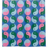 Niedliche Retro Yin Yang Muster Blau Grün Duschvorhang (Vorderseite)