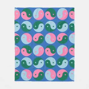 Niedliche Retro Yin Yang Muster Blau Grün Fleecedecke
