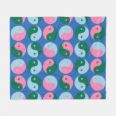 Niedliche Retro Yin Yang Muster Blau Grün Fleecedecke (Vorderseite (Horizontal))