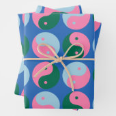 Niedliche Retro Yin Yang Muster Blau Grün Geschenkpapier Set (Beispiel)