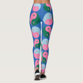 Niedliche Retro Yin Yang Muster Blau Grün Leggings (Rückseite)