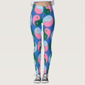 Niedliche Retro Yin Yang Muster Blau Grün Leggings (Vorderseite)
