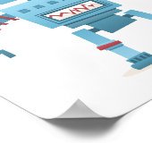 Niedliche Retroboter android Kinder Cartoon Wandku Poster (Ecke)