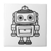 Niedliche Retroboter-Cartoon-Abbildung Fliese (Vorderseite)