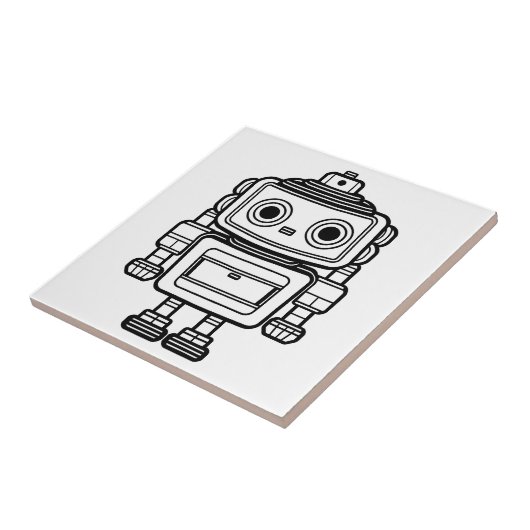 Niedliche Retroboter-Cartoon-Abbildung Fliese (Seite)