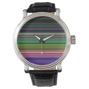 Niedliche Retrofarbenstreifen Armbanduhr