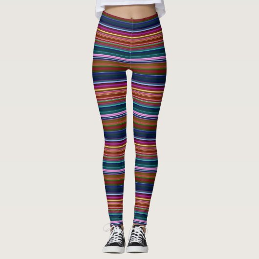 Niedliche Retrofarbenstreifen Leggings (Vorderseite)
