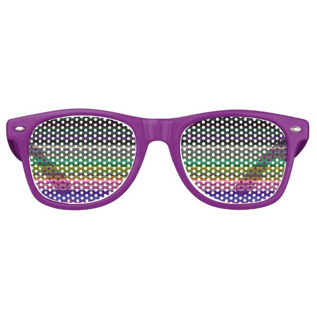 Niedliche Retrofarbenstreifen Partybrille (Vorderseite)