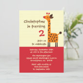 Niedliche Retrogiraffe-Geburtstagsfeier Einladung (Stehend Vorderseite)