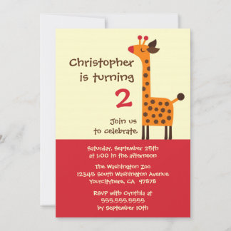 Niedliche Retrogiraffe-Geburtstagsfeier Einladung