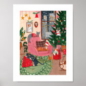 Niedliche Retrokatzen Zuhause Weihnachten in New Y Poster (Vorne)