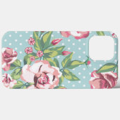 Niedliche Retropolka Punkte Blumenmuster Rose l Bl Case-Mate iPhone Hülle (Rückseite (Horizontal))
