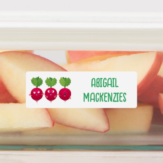 Niedliche Rettiche Trio Cartoon Gemüse personalisi Etiketten (Befestigt)