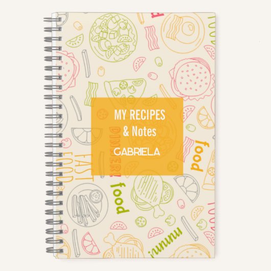 Niedliche Rezepte mit Name Notizblock (Vorderseite)