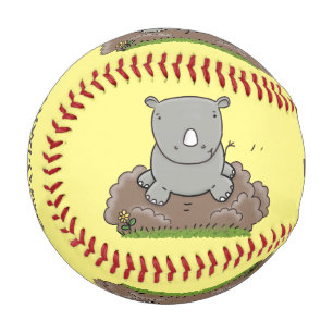 Niedliche Rhino-Cartoon-Abbildung Baseball