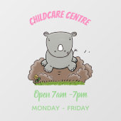 Niedliche Rhino-Cartoon-Abbildung Fensteraufkleber (Blatt)