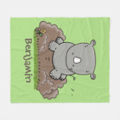 Niedliche Rhino-Cartoon-Abbildung Fleecedecke (Vorderseite (Horizontal))