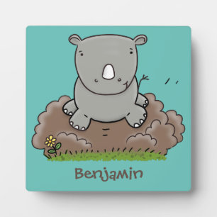 Niedliche Rhino-Cartoon-Abbildung Fotoplatte