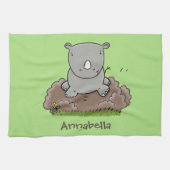 Niedliche Rhino-Cartoon-Abbildung Geschirrtuch (Horizontal)