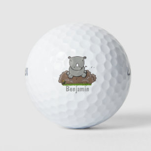 Niedliche Rhino-Cartoon-Abbildung Golfball