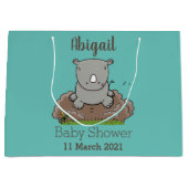 Niedliche Rhino-Cartoon-Abbildung Große Geschenktüte (Vorderseite)