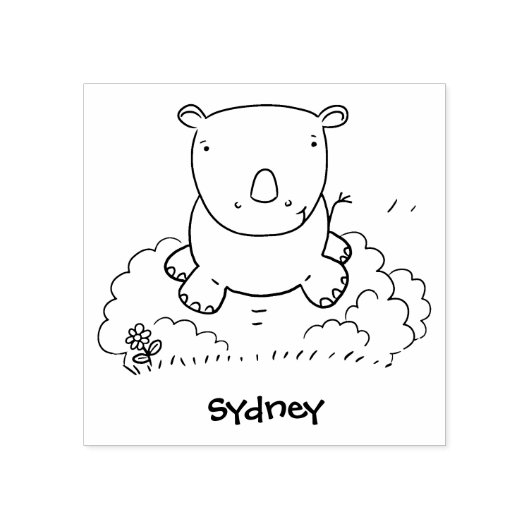 Niedliche Rhino-Cartoon-Abbildung Gummistempel (Prägung)