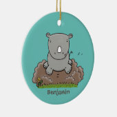 Niedliche Rhino-Cartoon-Abbildung Keramik Ornament (Rechts)