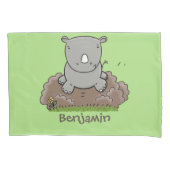 Niedliche Rhino-Cartoon-Abbildung Kissenbezug (Vorderseite)