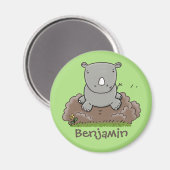 Niedliche Rhino-Cartoon-Abbildung Magnet (Vorderseite/Rückseite)