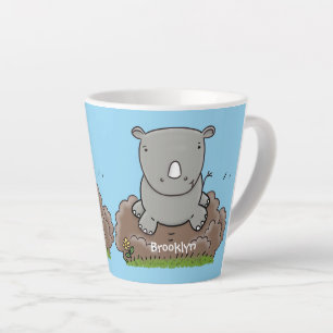 Niedliche Rhino-Cartoon-Abbildung Milchtasse