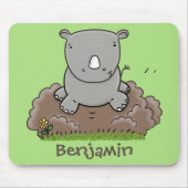 Niedliche Rhino-Cartoon-Abbildung Mousepad (Vorne)